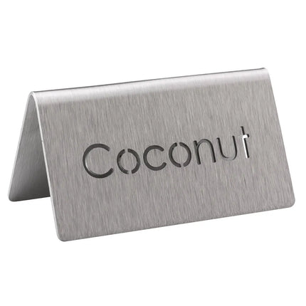 Biển Báo Bàn Đồ Uống "Coconut" Service Ideas 1C-BF-COCONUT-MOD 7.6 cm x 3.8 cm, Thép Không Gỉ Bề Mặt Mờ