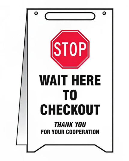 Biển Báo Gấp "Stop - Wait Here to Checkout" Accuform Signs PFR120 50.8 x 30.5 cm, Nhựa