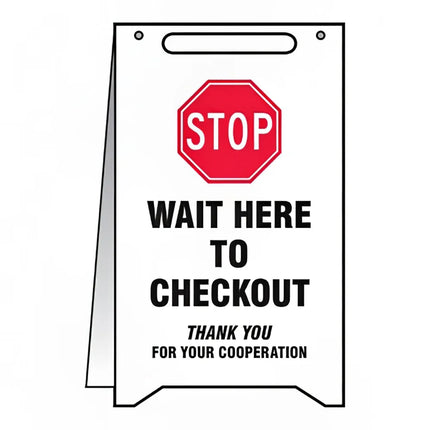 Biển Báo Gấp "Stop - Wait Here to Checkout" Accuform Signs PFR120 50.8 x 30.5 cm, Nhựa