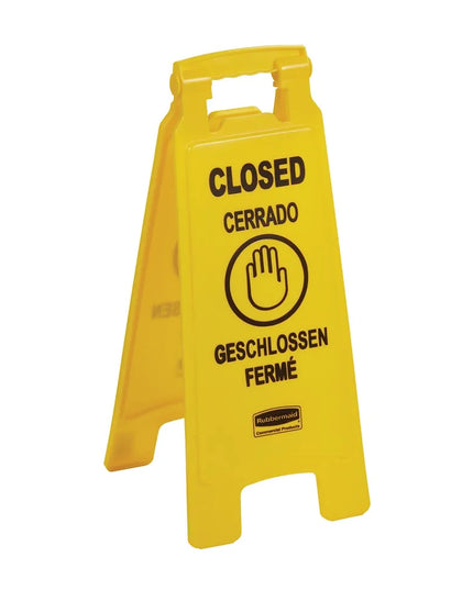 Biển Báo Sàn "Closed" Rubbermaid FG611278 YEL Đa Ngôn Ngữ 2 Mặt Màu Vàng
