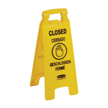 Biển Báo Sàn "Closed" Rubbermaid FG611278 YEL Đa Ngôn Ngữ 2 Mặt Màu Vàng