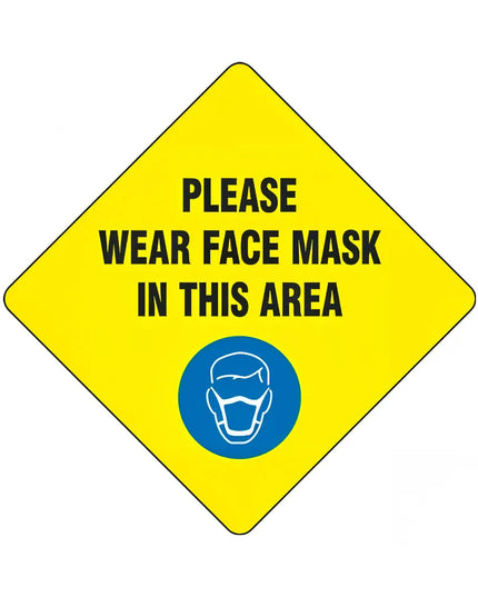 Biển Báo Sàn "Please Wear a Face Mask" Accuform Signs MFS430 30.5 cm - Vinyl Dán Ép Nhiệt, Vàng
