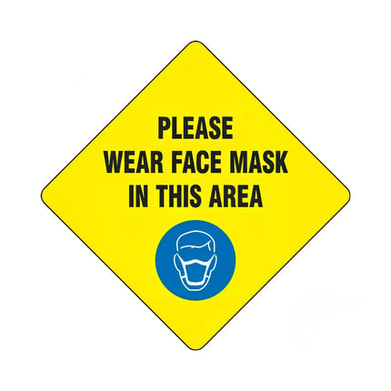 Biển Báo Sàn "Please Wear a Face Mask" Accuform Signs MFS430 30.5 cm - Vinyl Dán Ép Nhiệt, Vàng