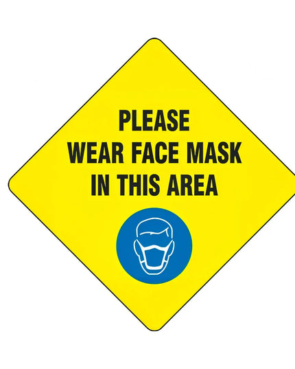 Biển Báo Sàn "Please Wear a Face Mask" Accuform Signs MFS432 43.2 cm - Vinyl Dán Ép Nhiệt, Vàng