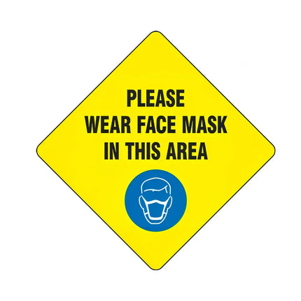 Biển Báo Sàn "Please Wear a Face Mask" Accuform Signs MFS432 43.2 cm - Vinyl Dán Ép Nhiệt, Vàng