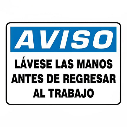 Biển Báo Tiếng Tây Ban Nha "Rửa Tay Trước Khi Quay Lại Làm Việc" Accuform Signs SHMRST813VS, Vinyl Tự Dính, 25.4 x 35.6 cm