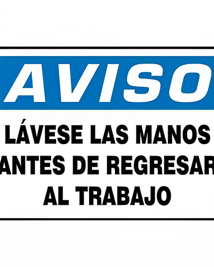 Biển Báo Tiếng Tây Ban Nha "Rửa Tay Trước Khi Quay Lại Làm Việc" Accuform Signs SHMRST822VS, Vinyl Tự Dính, 35.6 x 50.8 cm