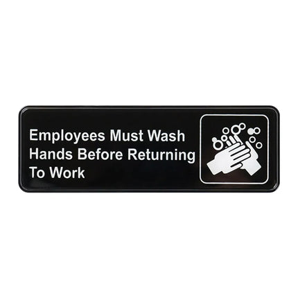 Biển Báo Winco SGN-322 EMPLOYEES MUST WASH HANDS BEFORE RETURNING TO WORK, Có Biểu Tượng, 7.6 x 22.9 cm, Đen