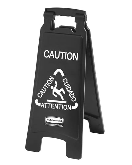Biển Cảnh Báo Sàn Ướt Rubbermaid 1867505 Đa Ngôn Ngữ 2 Mặt Màu Đen