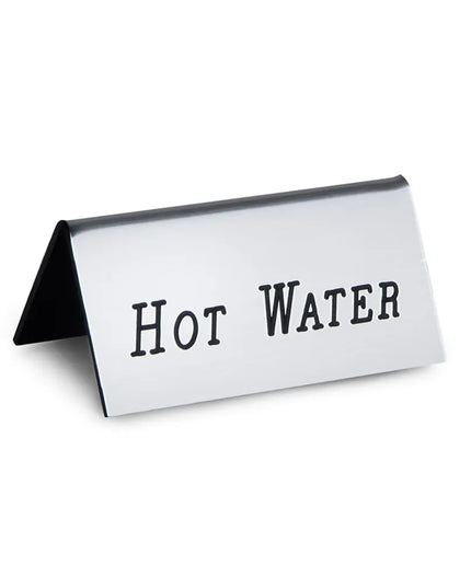 Biển Hiệu Bàn "Hot Water" Cal-Mil 228-3-010 7.6 cm x 3.8 cm, Nhựa, Màu Bạc