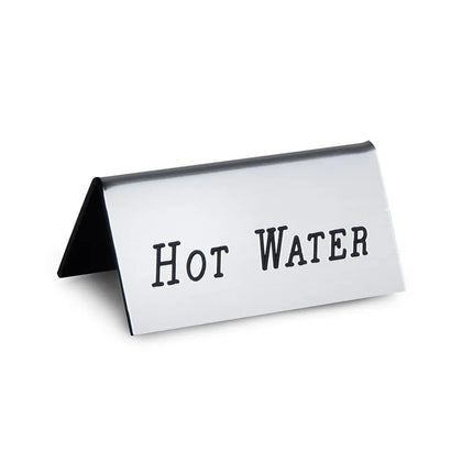 Biển Hiệu Bàn "Hot Water" Cal-Mil 228-3-010 7.6 cm x 3.8 cm, Nhựa, Màu Bạc