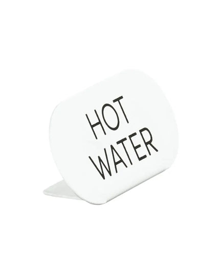 Biển Hiệu Bàn "Hot Water" Cal-Mil 23401-3-15 11.4 cm x 5.1 cm, Kim Loại, Trắng