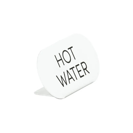 Biển Hiệu Bàn "Hot Water" Cal-Mil 23401-3-15 11.4 cm x 5.1 cm, Kim Loại, Trắng