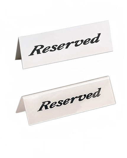 Biển Hiệu Bàn "Reserved" American Metalcraft 2600 5.1 cm x 15.2 cm, Trắng/Đen