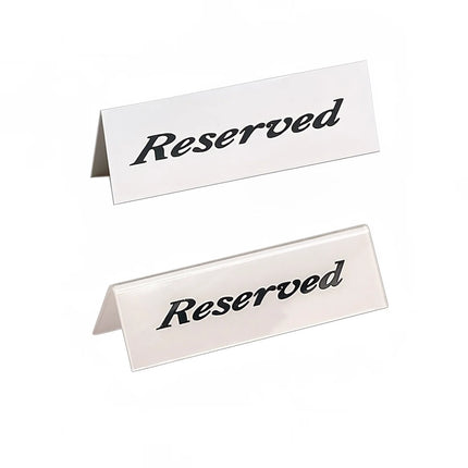 Biển Hiệu Bàn "Reserved" American Metalcraft 2600 5.1 cm x 15.2 cm, Trắng/Đen