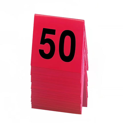 Biển Số Bàn Hình Tam Giác Cal-Mil 226-1 Số #26-50, 7.6 cm x 7.6 cm, Đỏ/Đen