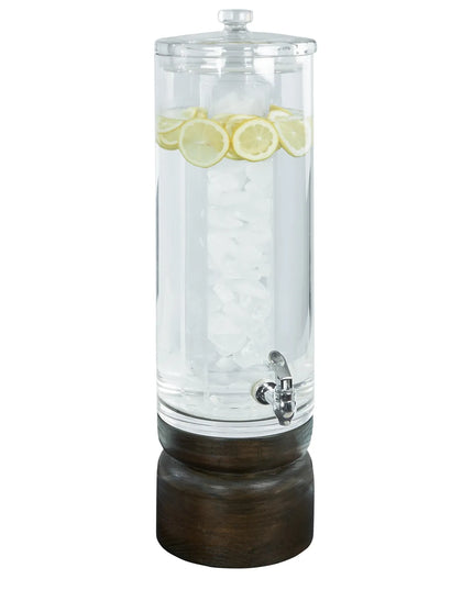 Bình Đựng Nước Cal-Mil 22441-3-112 Tròn 25.4 cm - Cao 73.7 cm, Thân Nhựa Trong/Đế Gỗ Sồi Nhuộm Tối Vintage