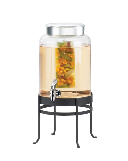 Bình Đựng Nước Thủy Tinh Cal-Mil 1580-2INF-13 SoHo Tròn 7.6 lít Ngăn Infuser - Đế Kim Loại Đen