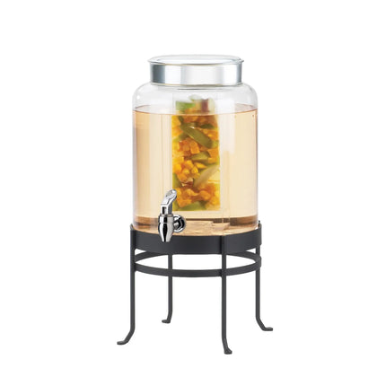 Bình Đựng Nước Thủy Tinh Cal-Mil 1580-2INF-13 SoHo Tròn 7.6 lít Ngăn Infuser - Đế Kim Loại Đen