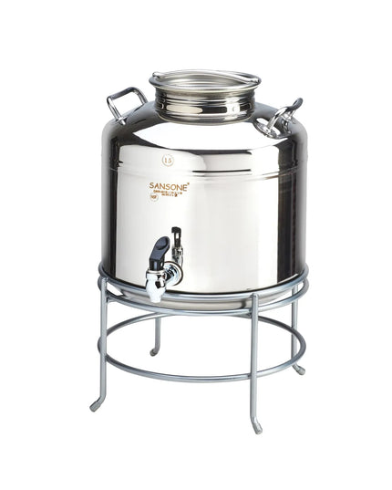Bình Đựng Nước Thủy Tinh Cal-Mil 3497-3-55 Tròn 11.4 lít - Đế Inox Bạc