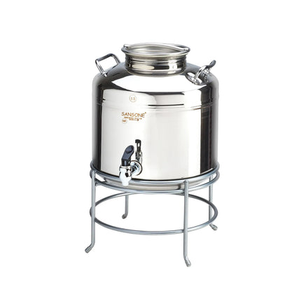 Bình Đựng Nước Thủy Tinh Cal-Mil 3497-3-55 Tròn 11.4 lít - Đế Inox Bạc