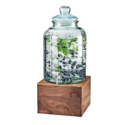 Bình Đựng Nước Thủy Tinh Cal-Mil 3568-2-78 Mid-Century Tròn 7.6 lít Ngăn Đá - Đế Gỗ