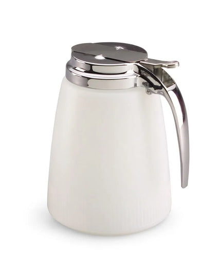 Bình Đựng Siro Chống Nhỏ Giọt Vollrath 2748 Dripcut® Trụ Tròn 1.4 l - Nhựa Polyethylene Trắng, Nắp Mạ Chrome