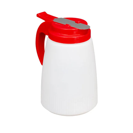 Bình Đựng Siro Chống Nhỏ Giọt Vollrath 632-02 Dripcut® Cafe Color Trụ Tròn 946 ml - Nhựa Polyethylene Trắng, Nắp Nhựa Đỏ