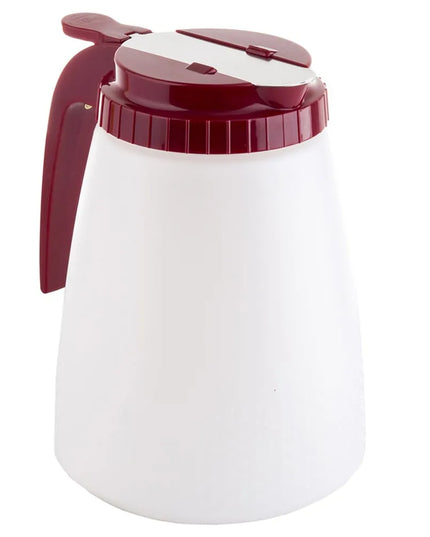 Bình Đựng Sốt Dạng Trụ Tablecraft 748R 1419 ml - Nhựa Polyethylene Trắng, Nắp ABS Đỏ