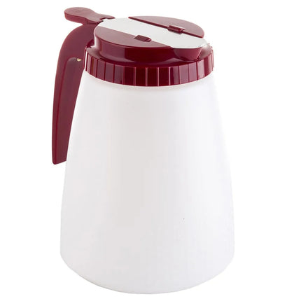 Bình Đựng Sốt Dạng Trụ Tablecraft 748R 1419 ml - Nhựa Polyethylene Trắng, Nắp ABS Đỏ