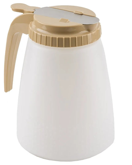 Bình Đựng Syrup Chống Nhỏ Giọt Đa Năng Tablecraft 748A Hình Trụ 1.4 l - Polyethylene Trắng, Nắp ABS Almond