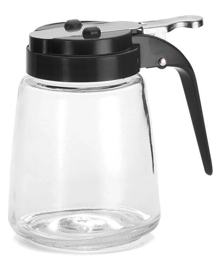 Bình Đựng Syrup Chống Nhỏ Giọt Tablecraft 1371BK Hình Trụ 355 ml - Thủy Tinh, Nắp ABS Đen