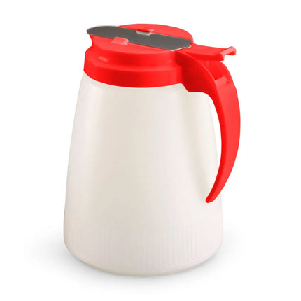 Bình Đựng Syrup Chống Nhỏ Giọt Vollrath 4748-02 Dripcut® Hình Trụ 1.4 l - Polyethylene Trắng, Nắp Nhựa Đỏ