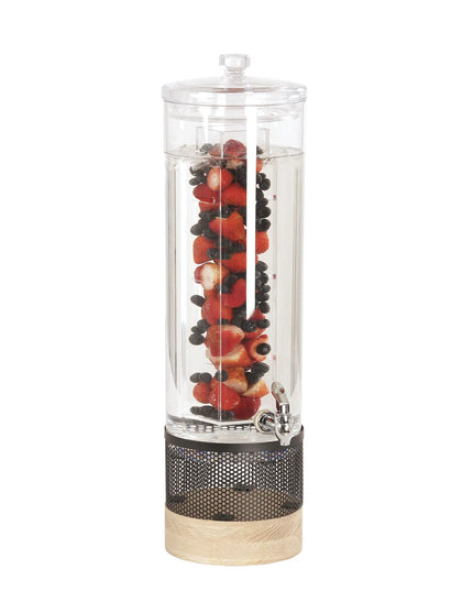 Bình Đựng Thức Uống Cal-Mil 22911-3INF-115 11.4 lít Ngăn Trái Cây - Bình Polycarbonate, Đế Gỗ Sồi Trắng/Kim Loại Đen