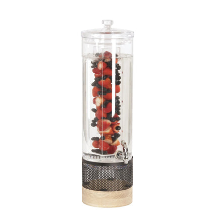 Bình Đựng Thức Uống Cal-Mil 22911-3INF-115 11.4 lít Ngăn Trái Cây - Bình Polycarbonate, Đế Gỗ Sồi Trắng/Kim Loại Đen