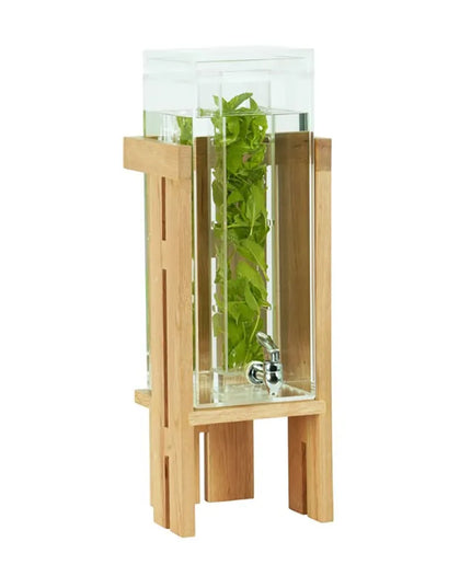 Bình Đựng Thức Uống Cal-Mil 23141-3INF-21 11.4 lít Ngăn Trái Cây - Bình Acrylic, Đế Gỗ Sồi