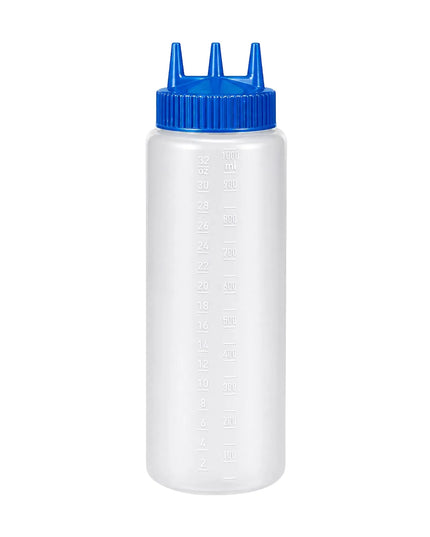 Bình Squeeze Vollrath 3332-1344 Miệng Rộng 946 ml - Nắp Xanh, Thân Trong