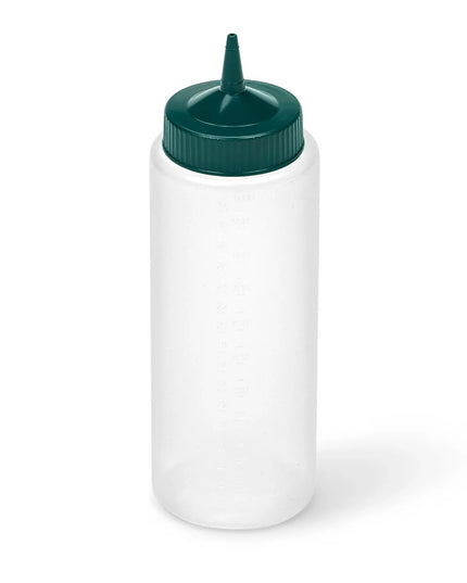 Bình Squeeze Vollrath 4932-13191 Miệng Rộng 946 ml - Nắp Xanh Vista, Thân Trong