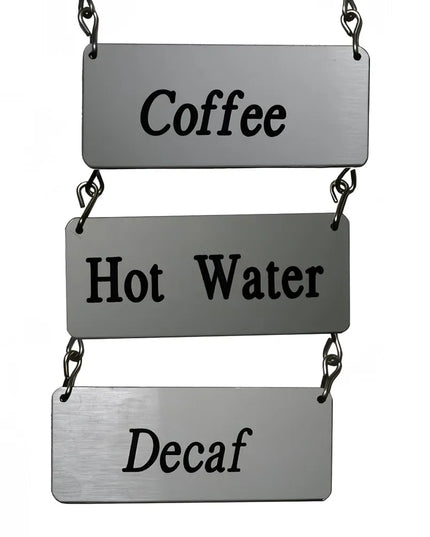 Bộ Bảng Hiệu Treo ID-Chain Đa Dạng Service Ideas Gồm Bảng COFFEE, DECAF & HOT WATER (IDVAR)