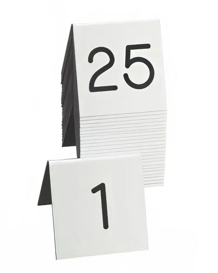 Bộ Bảng Số Để Bàn Cal-Mil 271A-2 Số Khắc Nổi Hai Mặt #1-25, Đen/Trắng