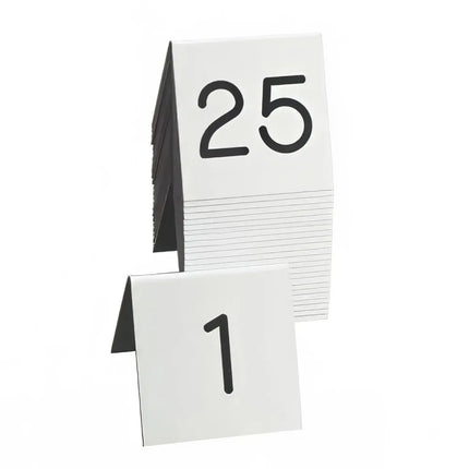 Bộ Bảng Số Để Bàn Cal-Mil 271A-2 Số Khắc Nổi Hai Mặt #1-25, Đen/Trắng