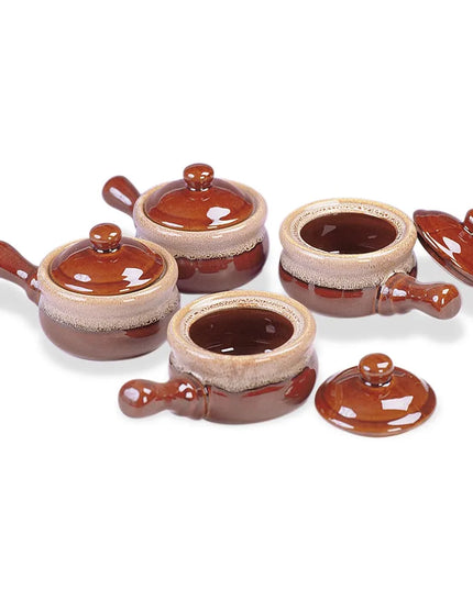 Bộ Bát Súp Hành Gốm Kèm Nắp Browne 744047 473 ml Màu Nâu