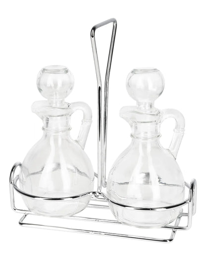 Bộ Bình Đựng Dầu Giấm Libbey 80371 177 ml Kệ Dây & Nút Thủy Tinh - Thủy Tinh, Trong Suốt