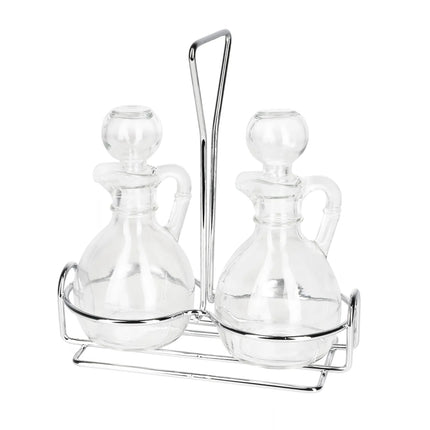 Bộ Bình Đựng Dầu Giấm Libbey 80371 177 ml Kệ Dây Nút Thủy Tinh - Thủy Tinh, Trong Suốt