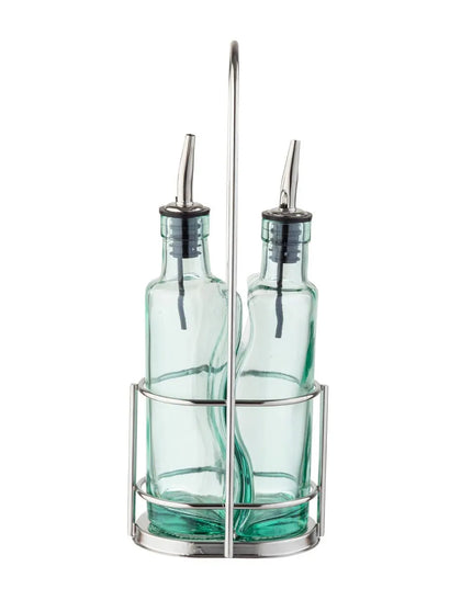 Bộ Bình Đựng Dầu Giấm Tablecraft 918RSN Gemelli 251 ml - Thủy Tinh/Inox, Xanh Lá Nhạt