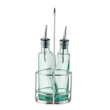 Bộ Bình Đựng Dầu Giấm Tablecraft 918RSN Gemelli 251 ml - Thủy Tinh/Inox, Xanh Lá Nhạt