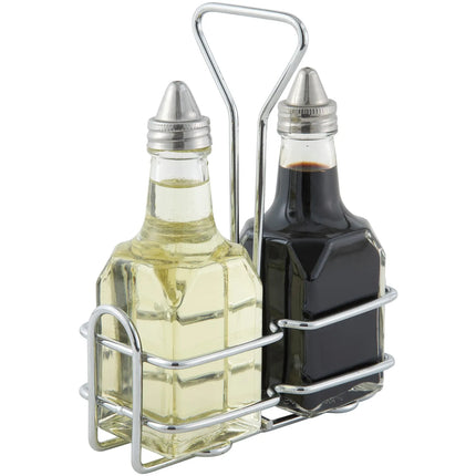 Bộ Bình Đựng Dầu Giấm Winco G-104S 177 ml Kệ Chrome Vòi Rót Inox - Thủy Tinh, Trong Suốt