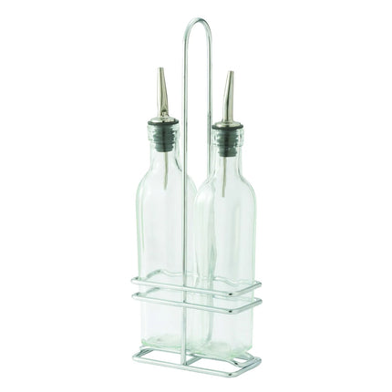 Bộ Bình Đựng Dầu Giấm Winco GOB-16S 473 ml Kệ Chrome & Vòi Rót Kim Loại - Thủy Tinh, Trong Suốt