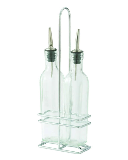 Bộ Bình Đựng Dầu Giấm Winco GOB-16S 473 ml Kệ Chrome Vòi Rót Kim Loại - Thủy Tinh, Trong Suốt