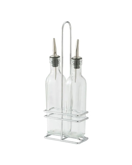 Bộ Bình Đựng Dầu Giấm Winco GOB-8S 237 ml Kệ Chrome Vòi Rót Kim Loại - Thủy Tinh, Trong Suốt